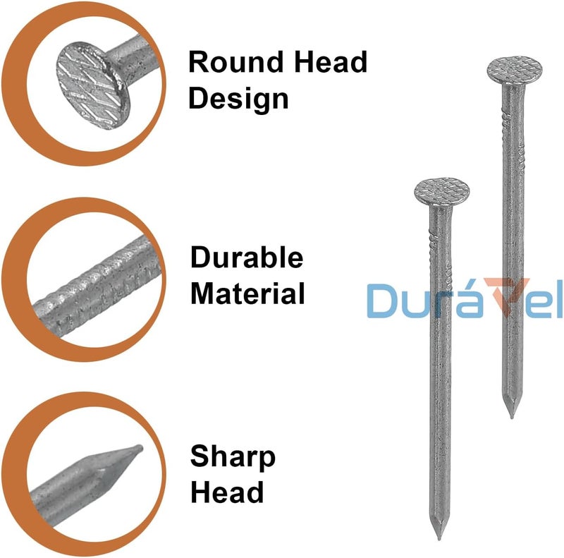 Duravel High Strength Round Head Nails for Carpentry, Hardware, and Electrical Work (Pack of 200, 2 Inch) - Image 4